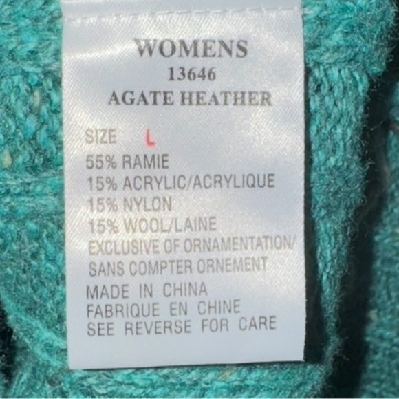 WOOLRICH Sweater Vintage Y2K V-neck Teal Ribbed Wool Blend Pullover Women’s L - Picture 8 of 16